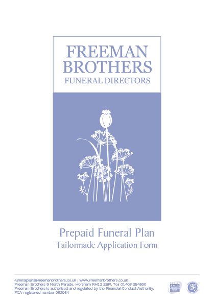 Download link for the Freeman Brothers Funeral Directors prepaid funeral plans tailormade application form